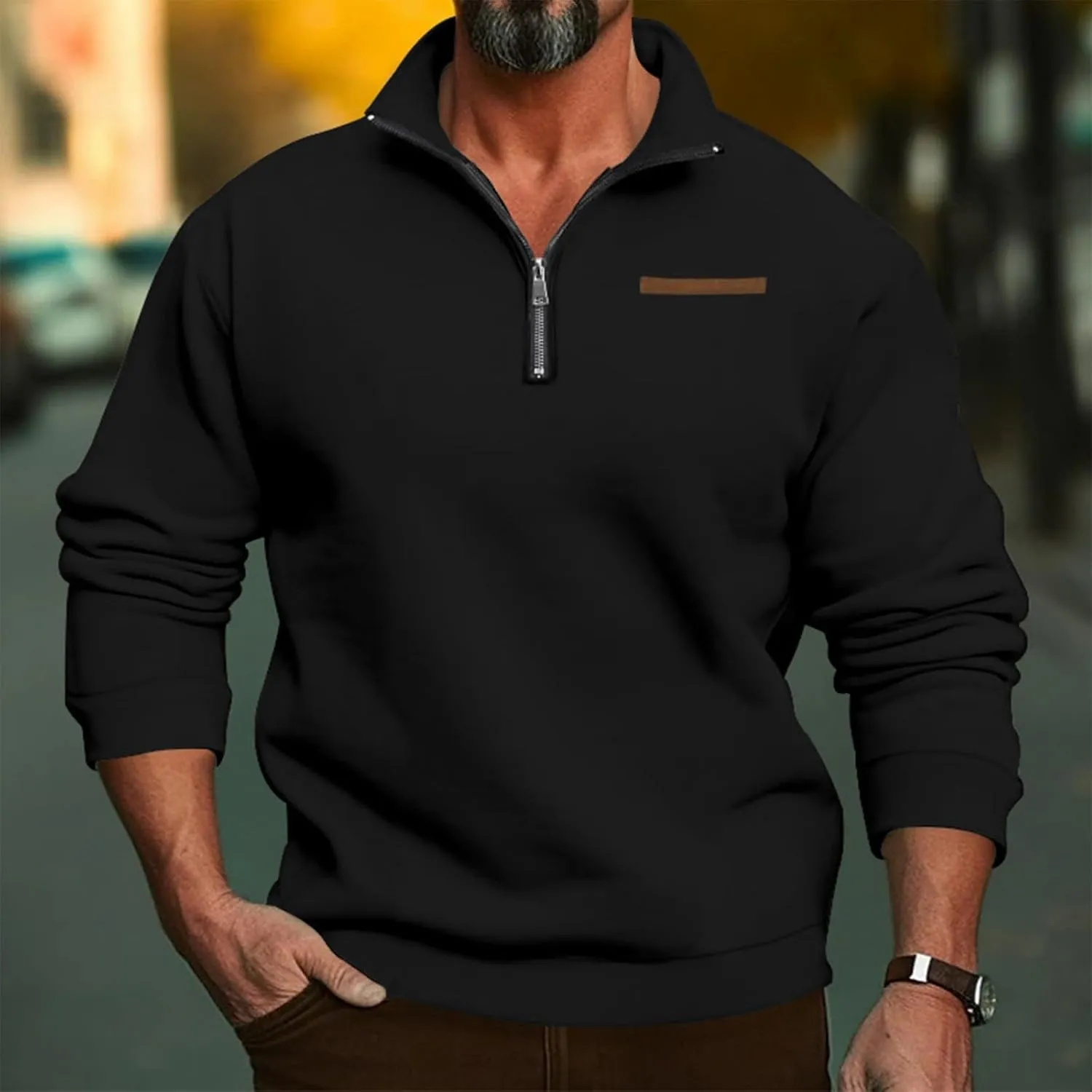 Mens Quarter Zip Pullover Sweaters Thermal Slim Fit Long Sleeve Casual Polo Sweatshirt Mock Neck Top Jacket