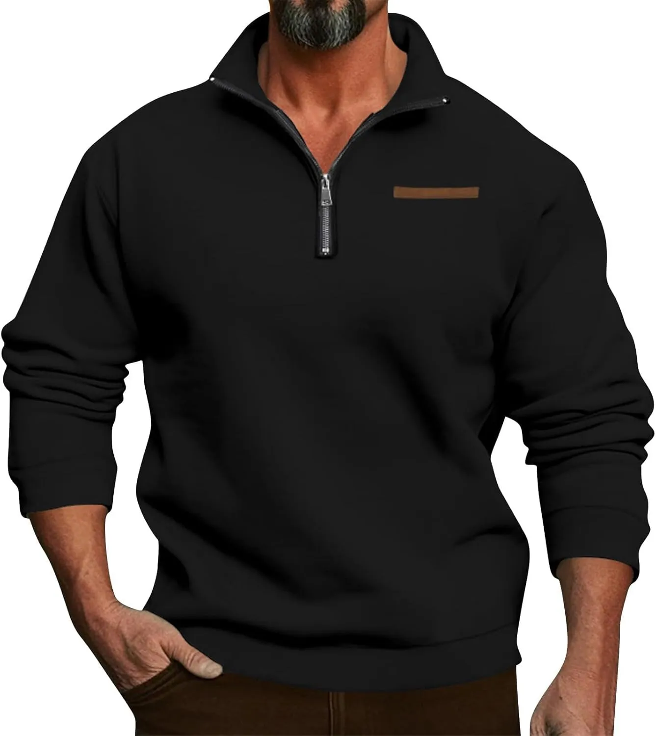 Mens Quarter Zip Pullover Sweaters Thermal Slim Fit Long Sleeve Casual Polo Sweatshirt Mock Neck Top Jacket
