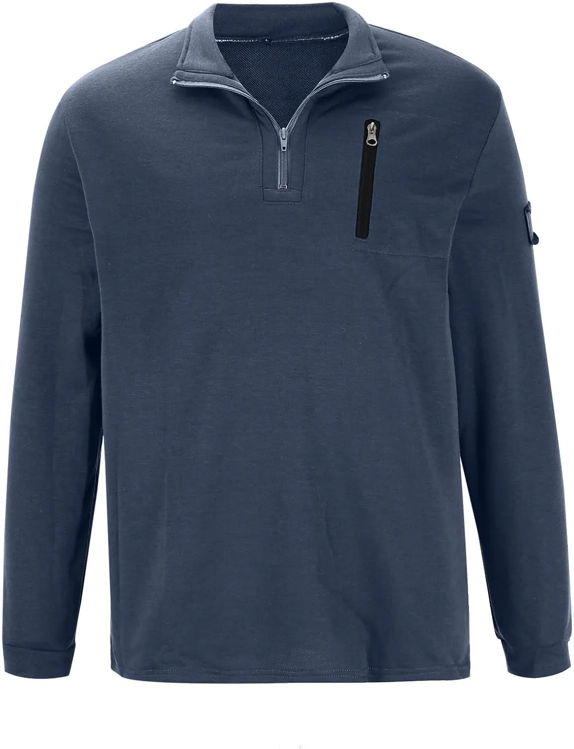 Mens Quarter Zip Pullover Vintage Classic Mock Neck Tactical Sweatshirt Outdoor Hiking Stand Collar Military Sweaters