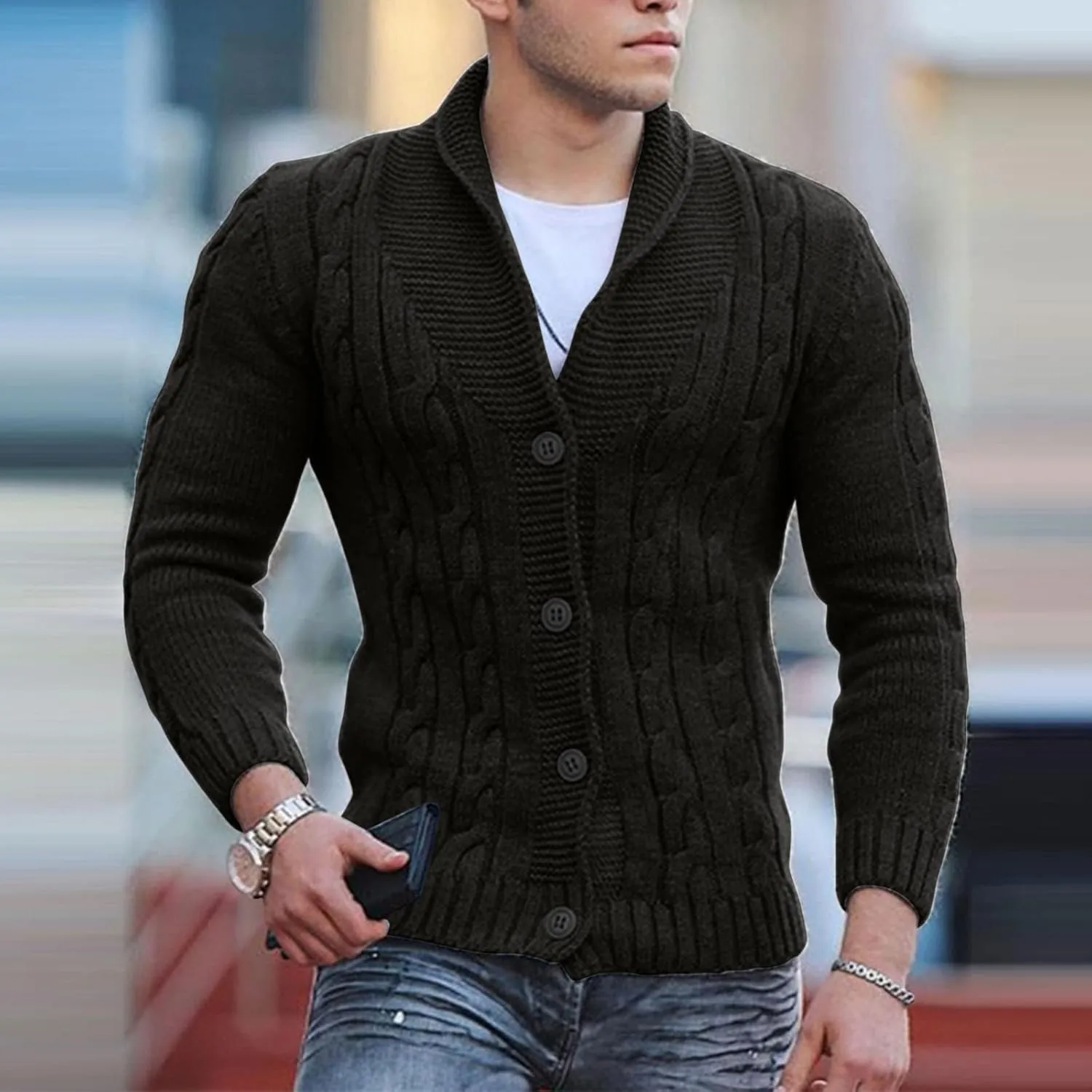 Mens Quarter Zip Sweater Soft Turtleneck Sweater Flexibility Solid Color Close Fitting Top Slim Sweater Sweaters For