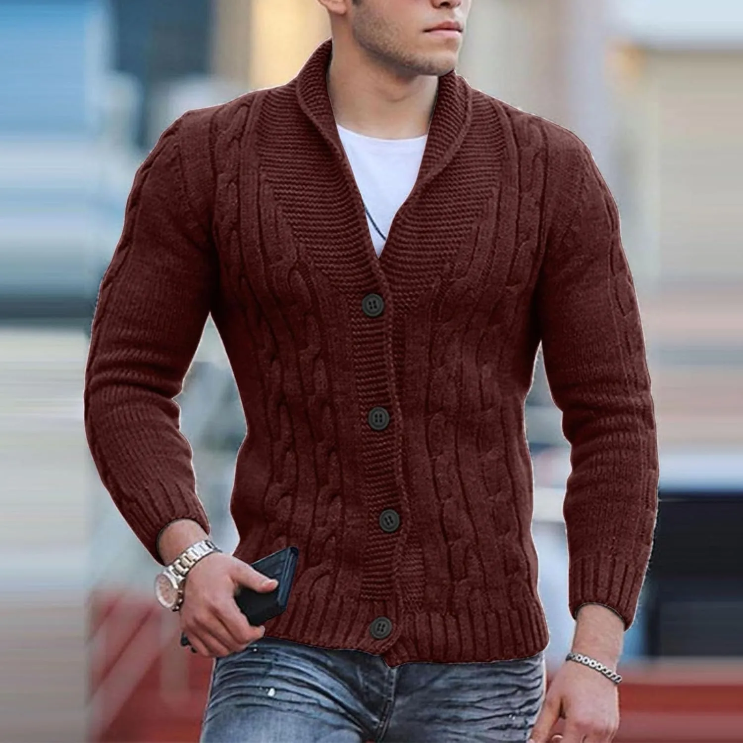 Mens Quarter Zip Sweater Soft Turtleneck Sweater Flexibility Solid Color Close Fitting Top Slim Sweater Sweaters For