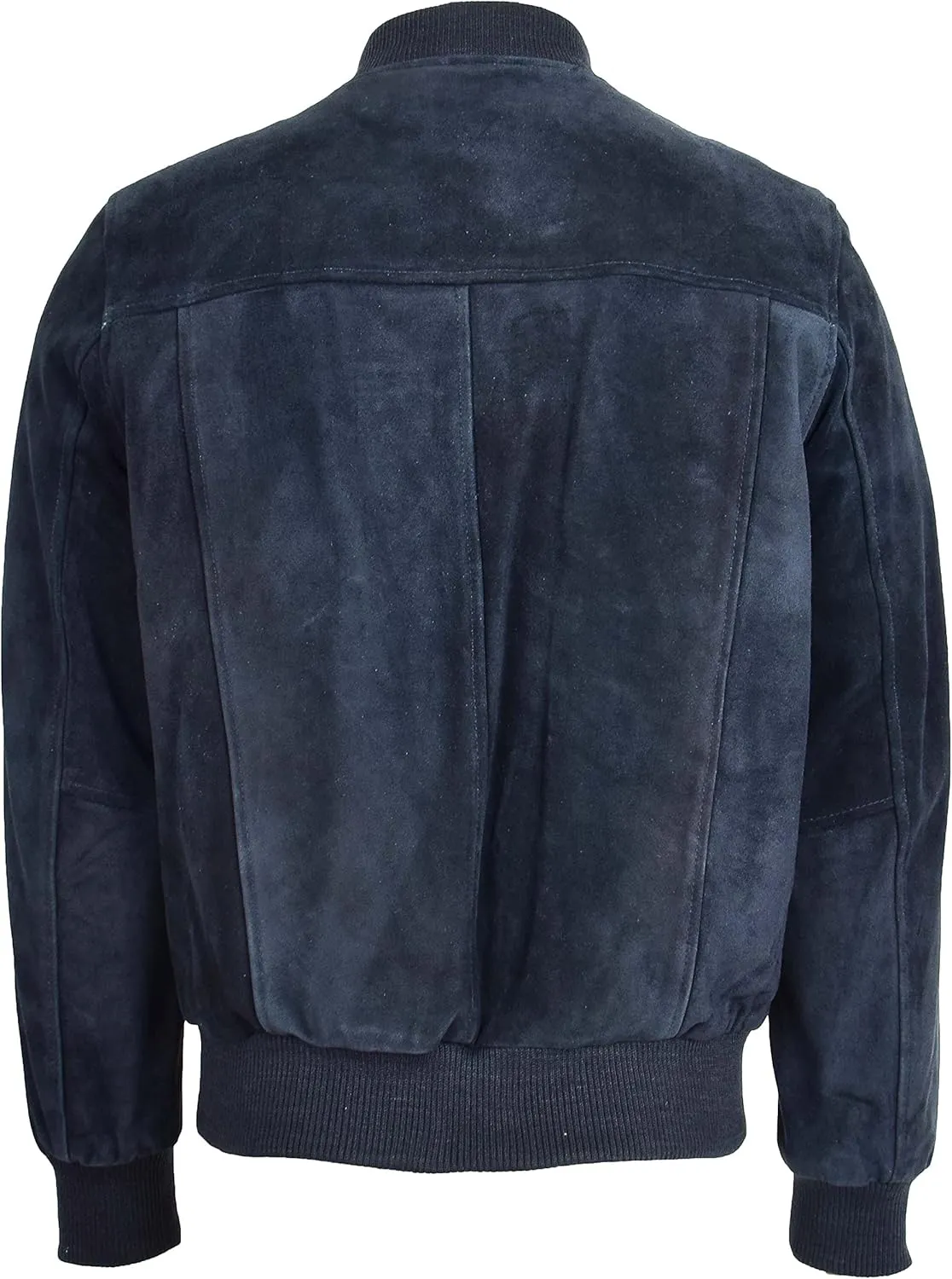 Mens Real Suede Bomber Jacket Baseball Varsity Style Reg