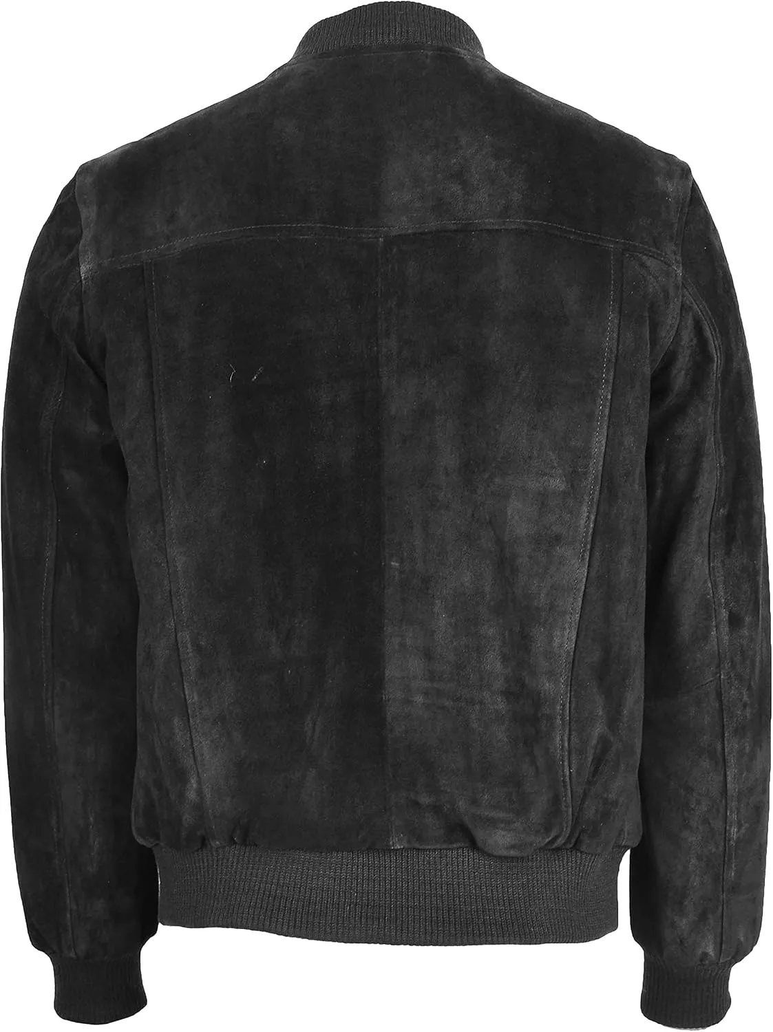 Mens Real Suede Bomber Jacket Baseball Varsity Style Reg