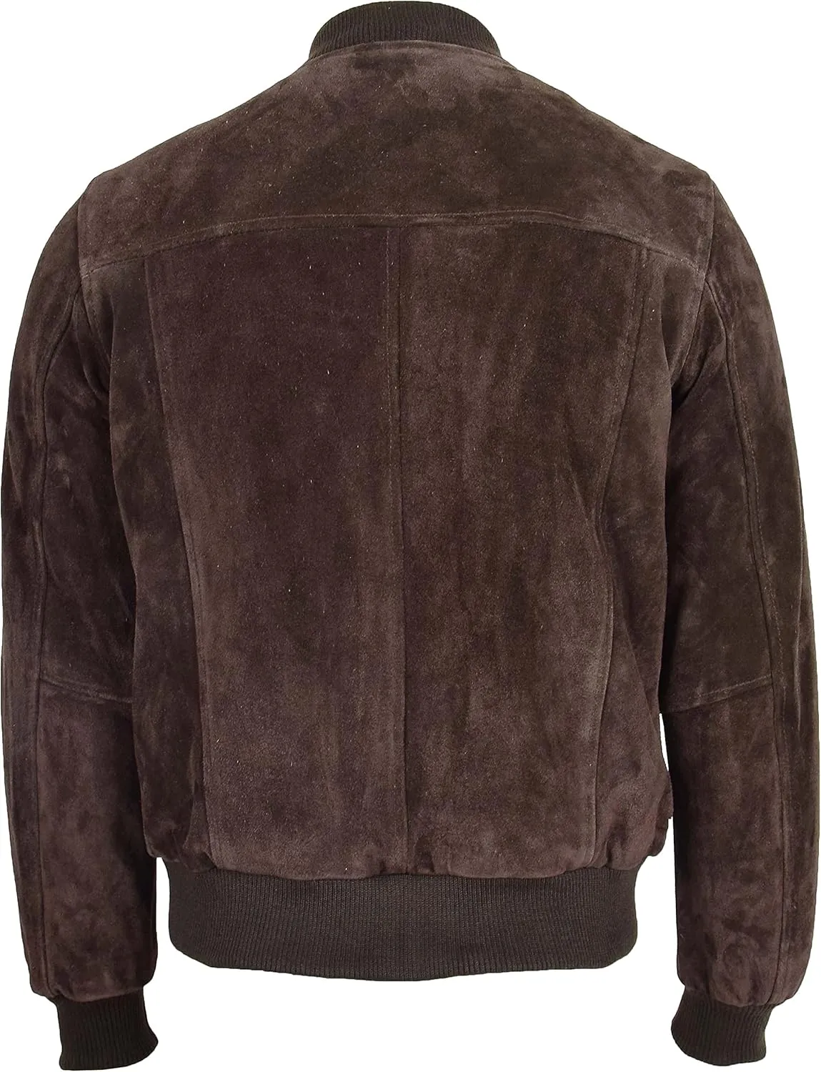 Mens Real Suede Bomber Jacket Baseball Varsity Style Reg
