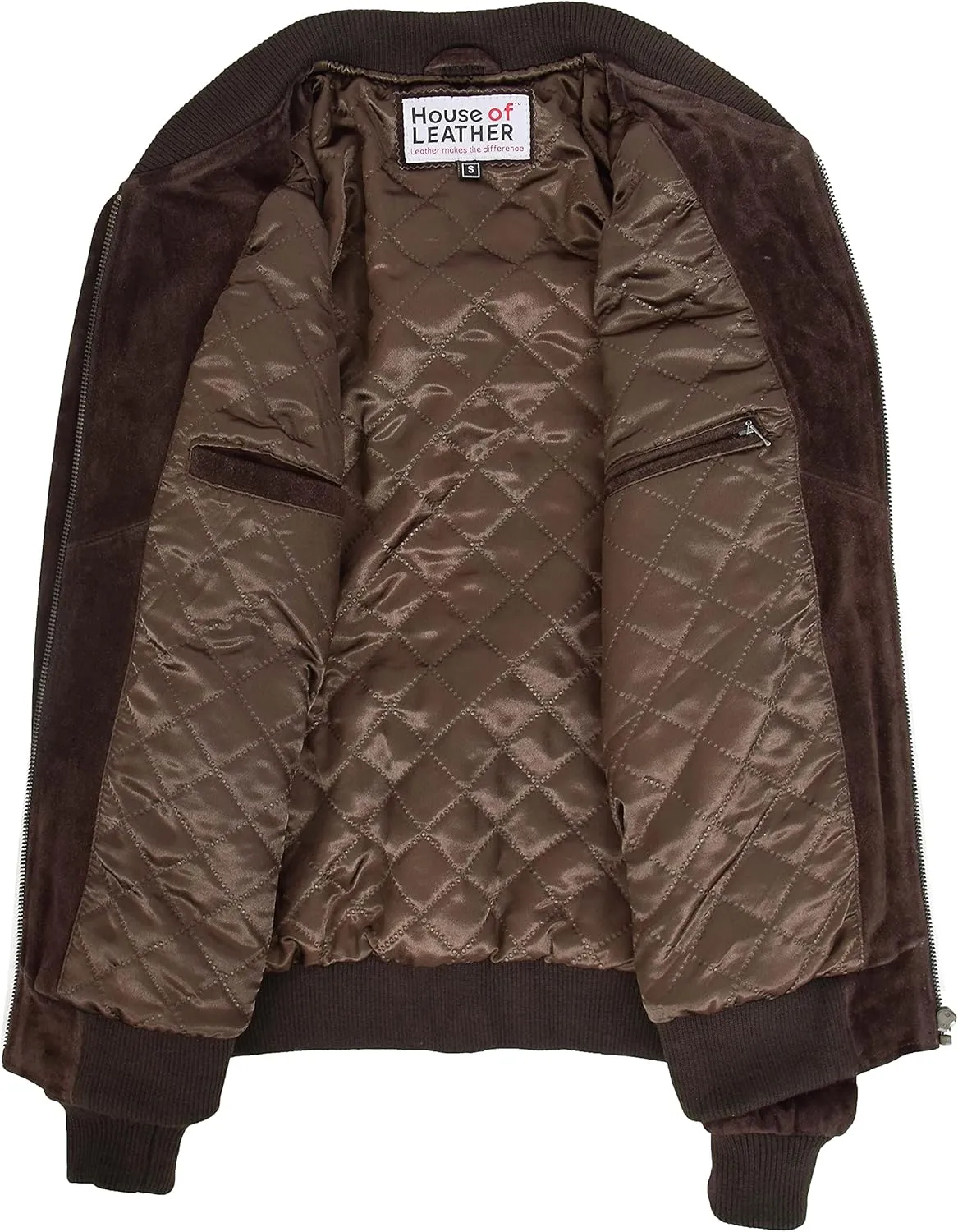 Mens Real Suede Bomber Jacket Baseball Varsity Style Reg