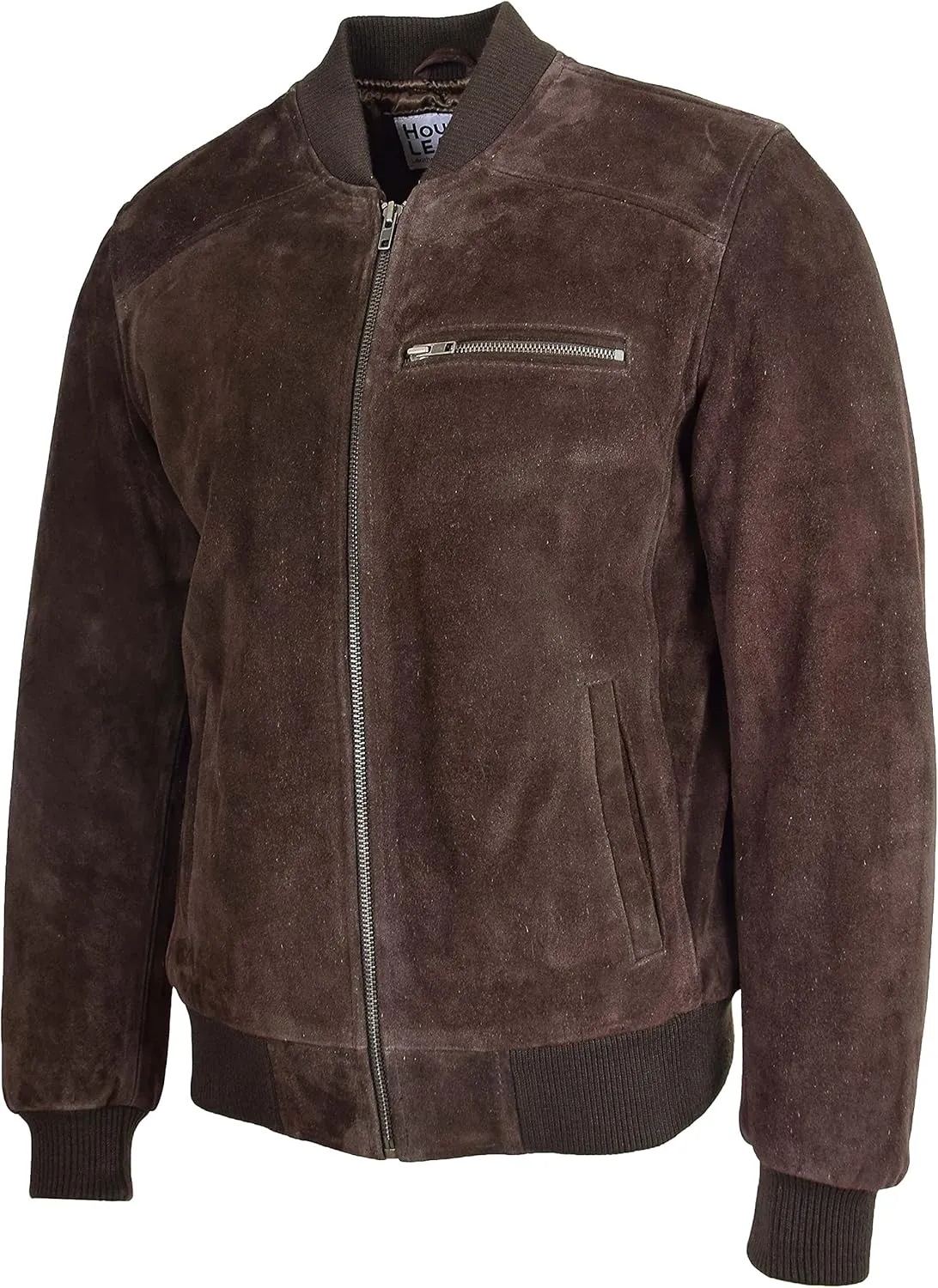 Mens Real Suede Bomber Jacket Baseball Varsity Style Reg