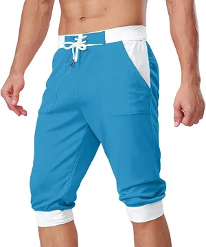 Mens Shorts 5 Inch Men's Patchwork Slim fit 5 Inch Inseam Gym Shorts Running Shorts Basketball Shorts with Drawtring
