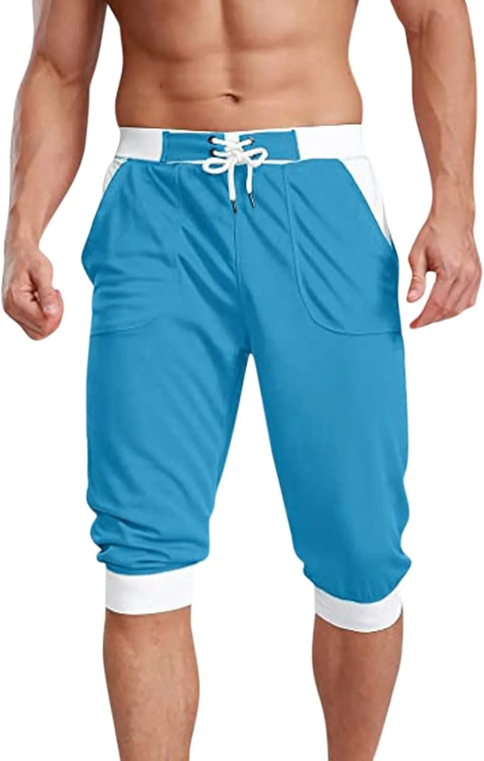 Mens Shorts 5 Inch Men's Patchwork Slim fit 5 Inch Inseam Gym Shorts Running Shorts Basketball Shorts with Drawtring