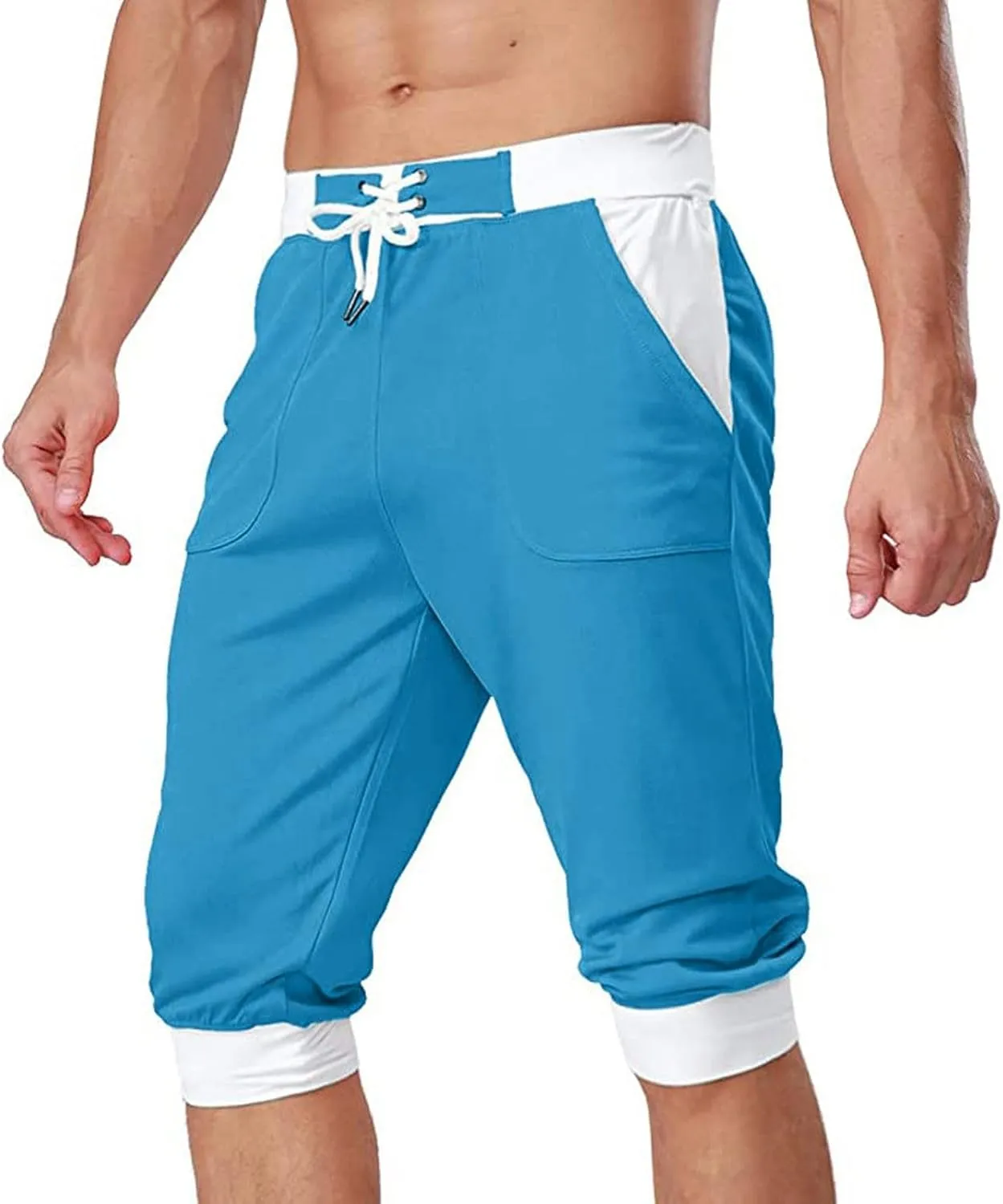 Mens Shorts 5 Inch Men's Patchwork Slim fit 5 Inch Inseam Gym Shorts Running Shorts Basketball Shorts with Drawtring