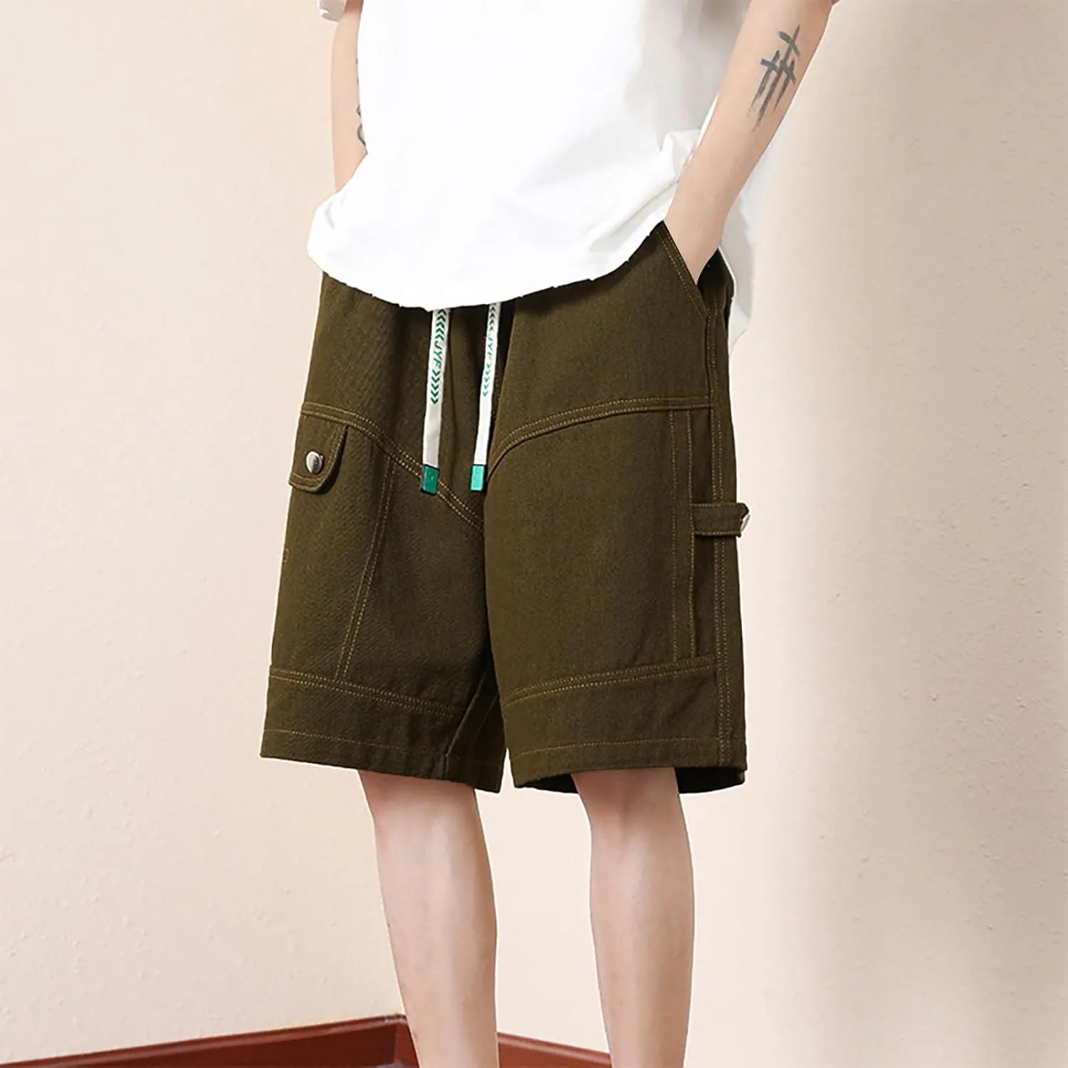 Mens Shorts Casual Stylish Comfort Stretch Hiking Shorts Drawstring Summer Beach Stretch Twill Chino Golf Shorts