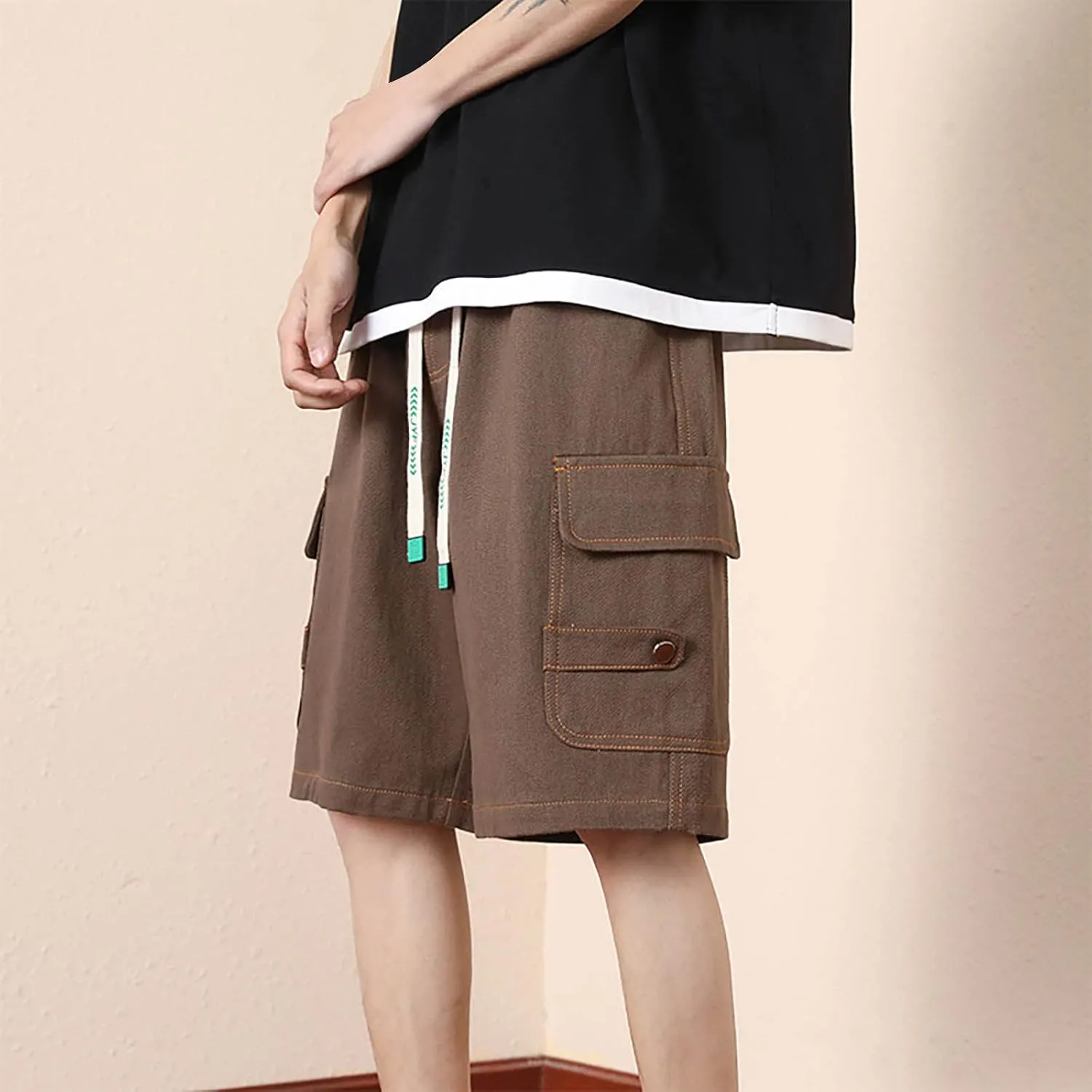 Mens Shorts Casual Stylish Comfort Stretch Hiking Shorts Drawstring Summer Beach Stretch Twill Chino Golf Shorts
