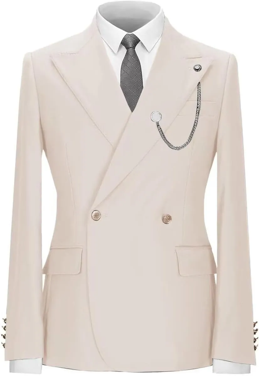 Mens Suit Blazer Slim Fit Two Button Sport Coat Casual Suit Jacket Peak Lapel Wedding Business Suit Blazer(1 Jacket)
