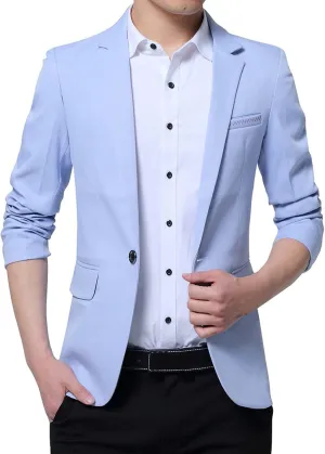 Mens Suit Jacket Men's Fashion Formal Coat Jacket One Button Solid Office Suit for Tan Suit Jacket Men