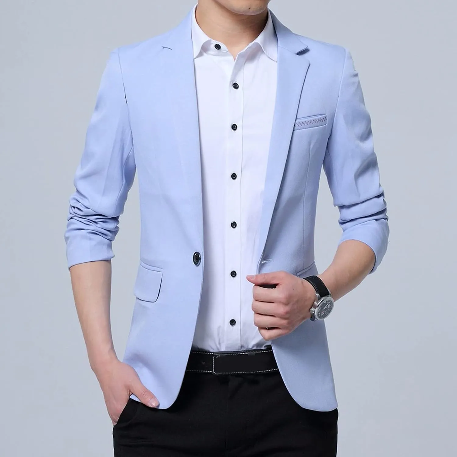 Mens Suit Jacket Men's Fashion Formal Coat Jacket One Button Solid Office Suit for Tan Suit Jacket Men
