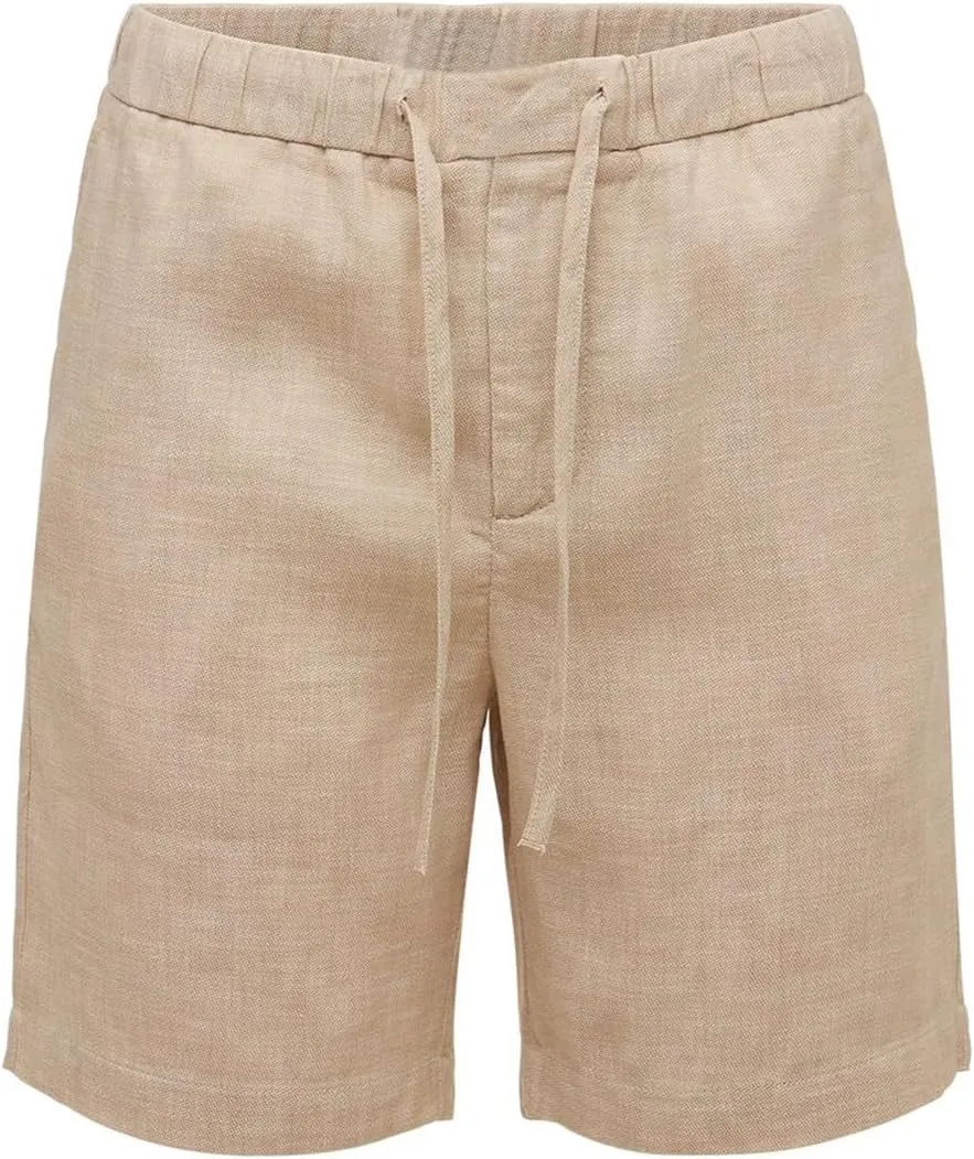 Mens Summer Casual Shorts Linen Beach Shorts Solid Drawstring Shorts Thin Slim Fit Shorts Fashion Texture Shorts