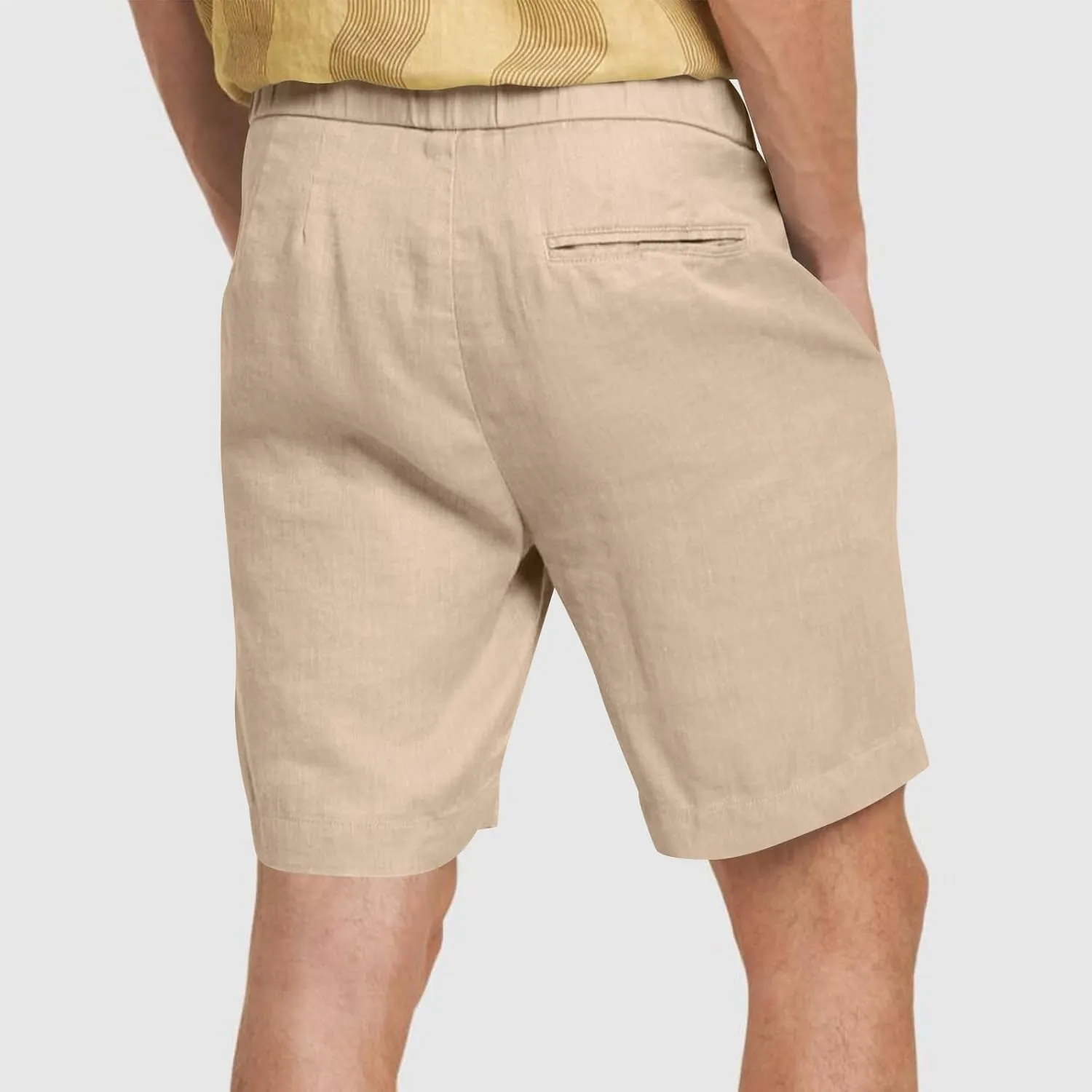 Mens Summer Casual Shorts Linen Beach Shorts Solid Drawstring Shorts Thin Slim Fit Shorts Fashion Texture Shorts