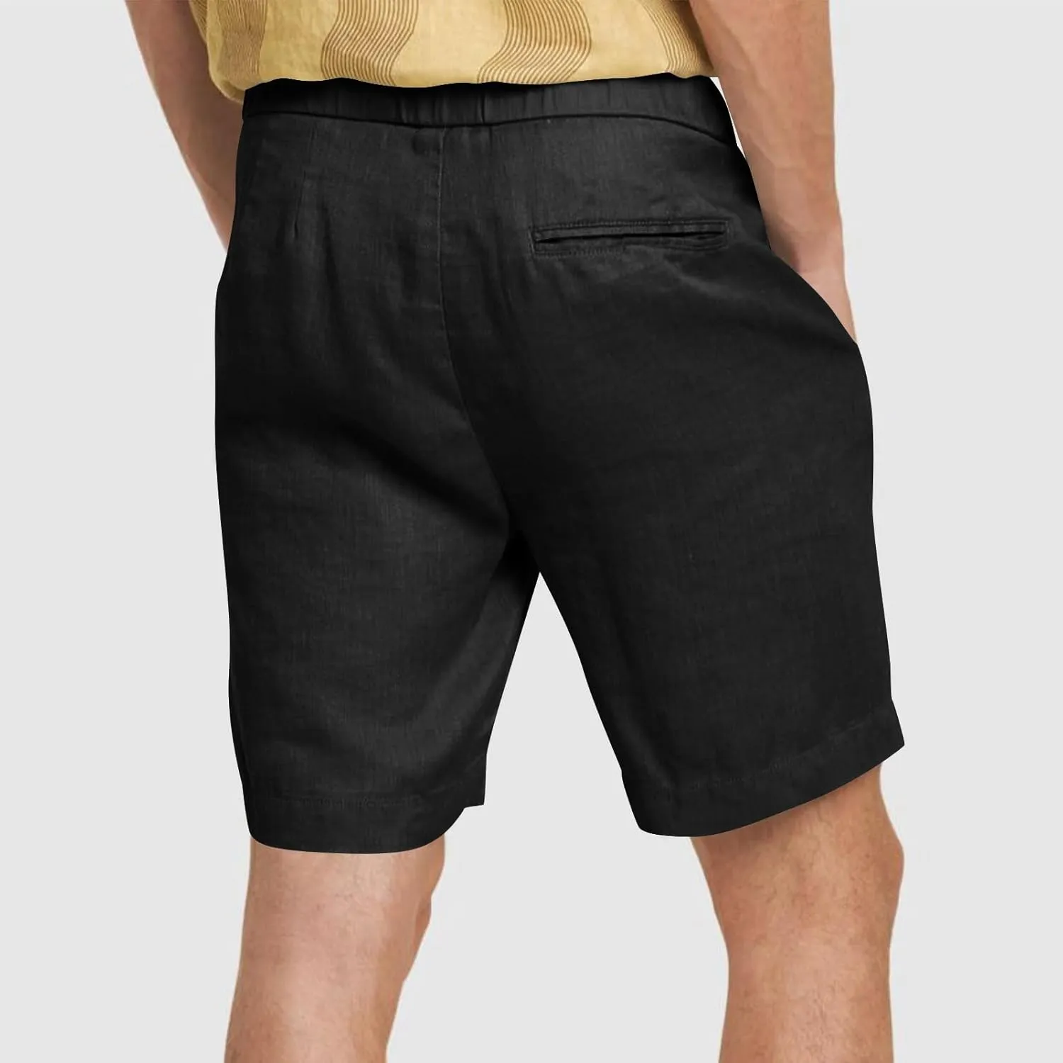 Mens Summer Casual Shorts Linen Beach Shorts Solid Drawstring Shorts Thin Slim Fit Shorts Fashion Texture Shorts