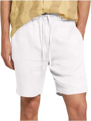 Mens Summer Casual Shorts Linen Beach Shorts Solid Drawstring Shorts Thin Slim Fit Shorts Fashion Texture Shorts