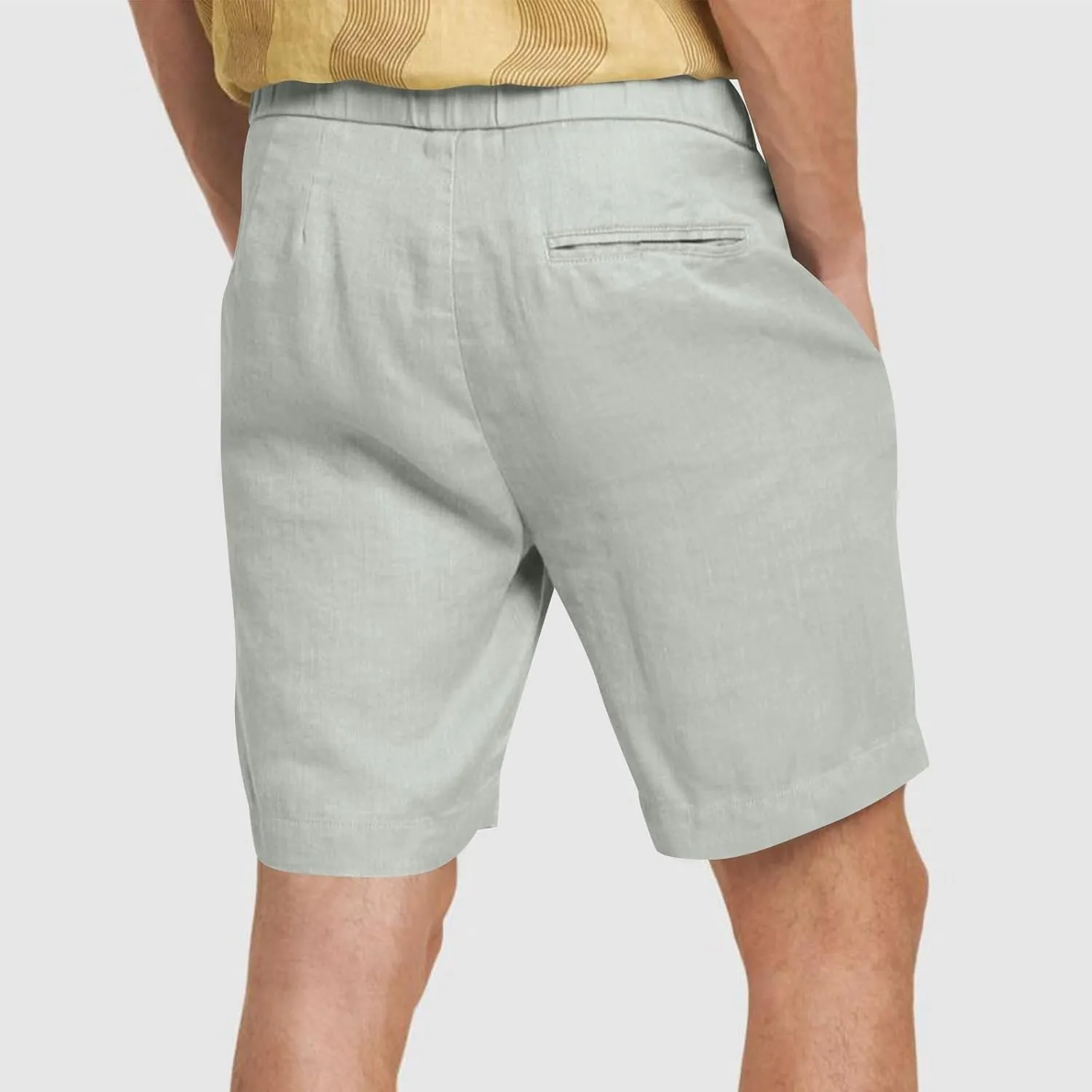 Mens Summer Casual Shorts Linen Beach Shorts Solid Drawstring Shorts Thin Slim Fit Shorts Fashion Texture Shorts