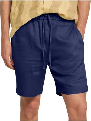 Mens Summer Casual Shorts Linen Beach Shorts Solid Drawstring Shorts Thin Slim Fit Shorts Fashion Texture Shorts