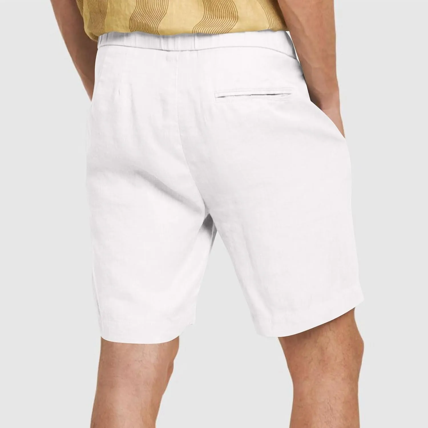 Mens Summer Casual Shorts Linen Beach Shorts Solid Drawstring Shorts Thin Slim Fit Shorts Fashion Texture Shorts