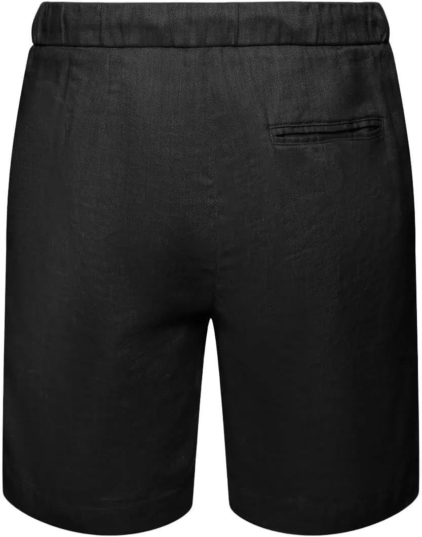 Mens Summer Casual Shorts Linen Beach Shorts Solid Drawstring Shorts Thin Slim Fit Shorts Fashion Texture Shorts