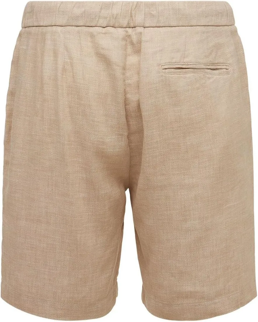 Mens Summer Casual Shorts Linen Beach Shorts Solid Drawstring Shorts Thin Slim Fit Shorts Fashion Texture Shorts