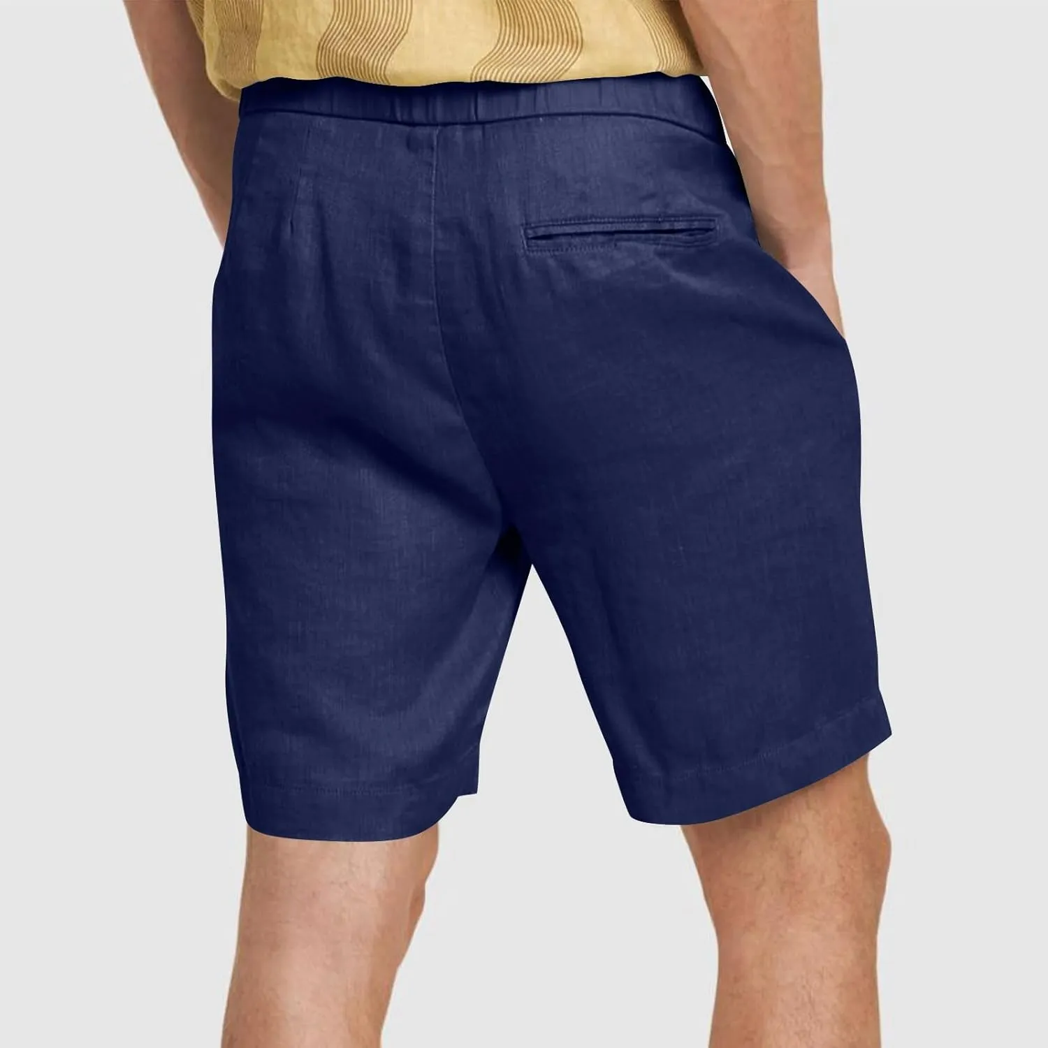 Mens Summer Casual Shorts Linen Beach Shorts Solid Drawstring Shorts Thin Slim Fit Shorts Fashion Texture Shorts