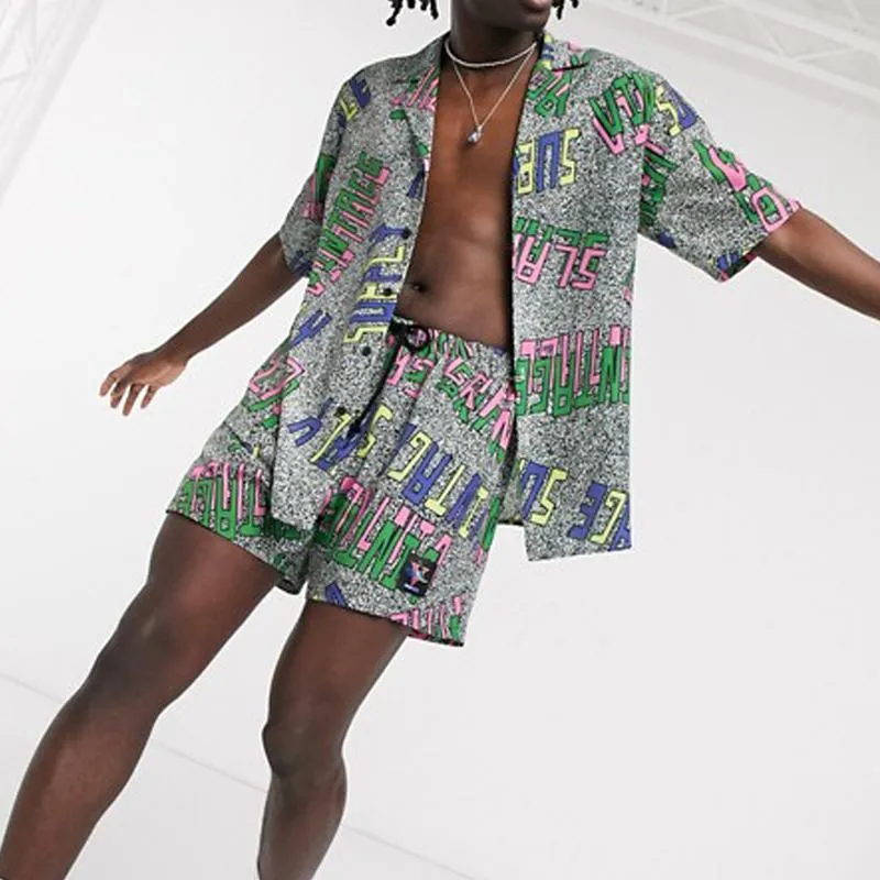 Men'S Summer Colorblock Striped Loose Suit