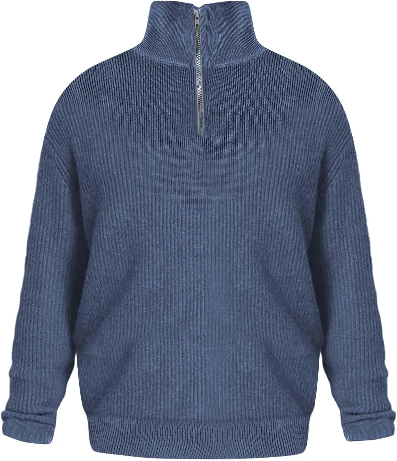 Mens Sweater Quarter Zip Pullover Cable Knit Sweater Long Sleeve Mock Turtleneck for Men Business Casual Sweater
