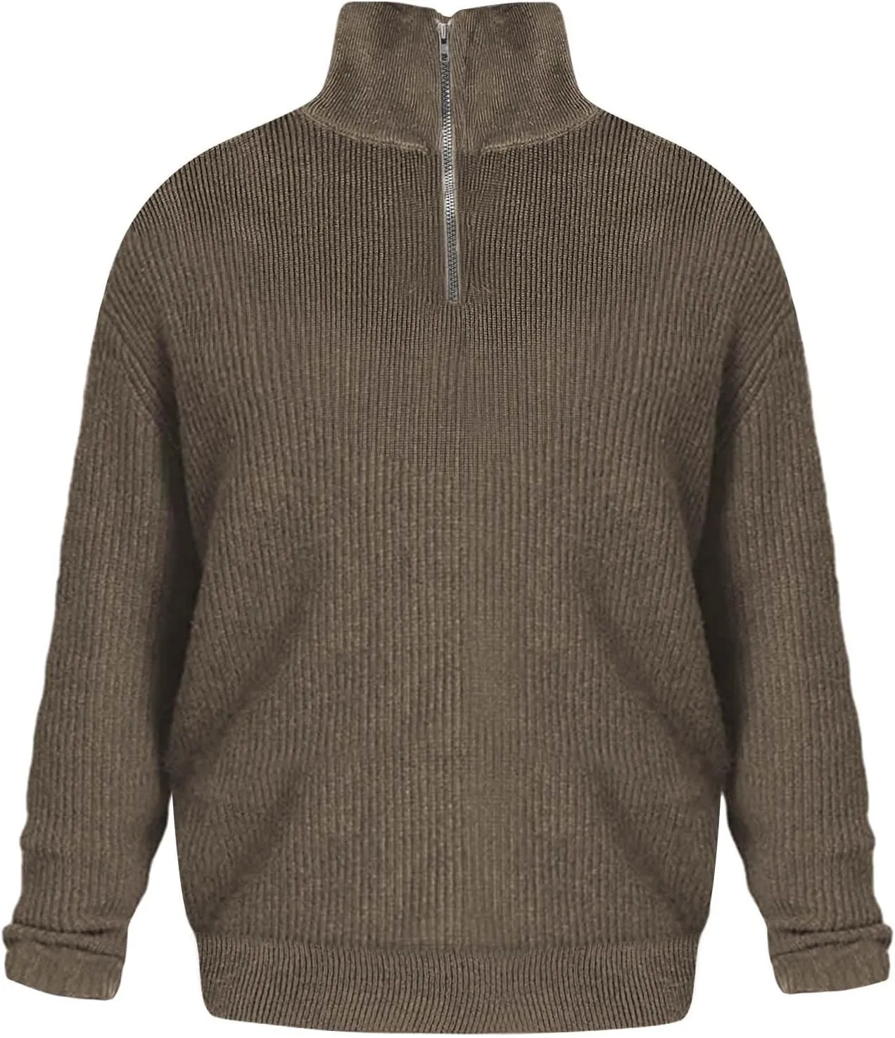 Mens Sweater Quarter Zip Pullover Cable Knit Sweater Long Sleeve Mock Turtleneck for Men Business Casual Sweater