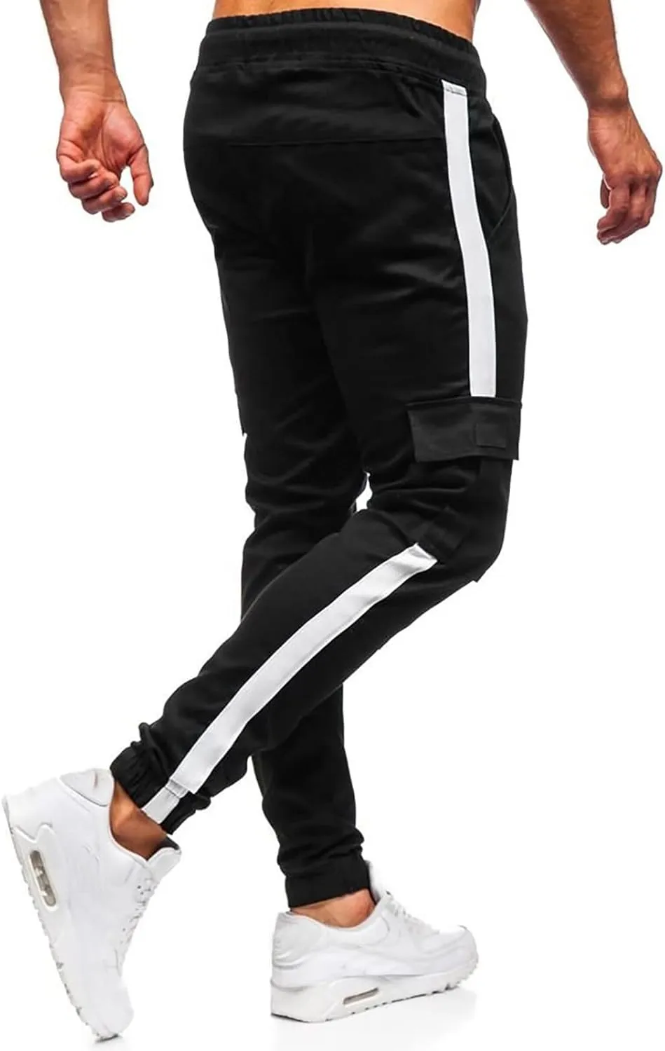 Mens Sweatpants Cargo Open Bottom Straight Leg Casual Loose Fit Baggy Athletic Jogger Pants with Pockets Men's Joggers