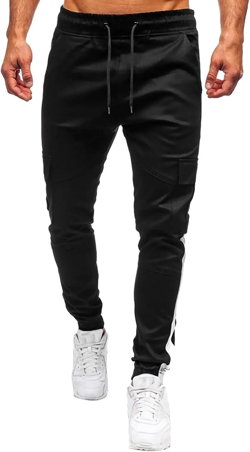 Mens Sweatpants Cargo Open Bottom Straight Leg Casual Loose Fit Baggy Athletic Jogger Pants with Pockets Men's Joggers