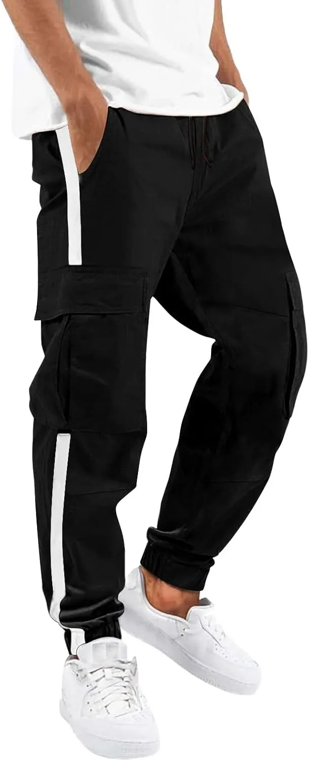 Mens Sweatpants Cargo Open Bottom Straight Leg Casual Loose Fit Baggy Athletic Jogger Pants with Pockets Men's Joggers