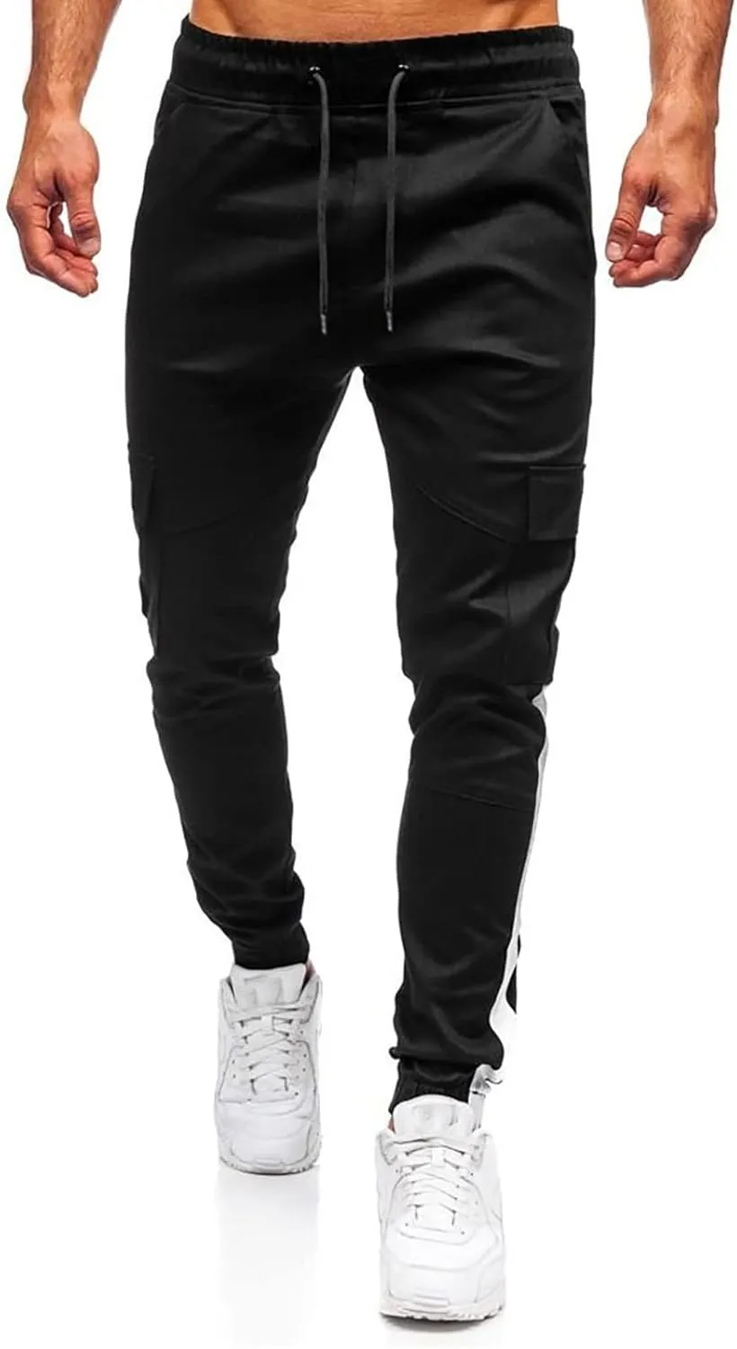 Mens Sweatpants Cargo Open Bottom Straight Leg Casual Loose Fit Baggy Athletic Jogger Pants with Pockets Men's Joggers