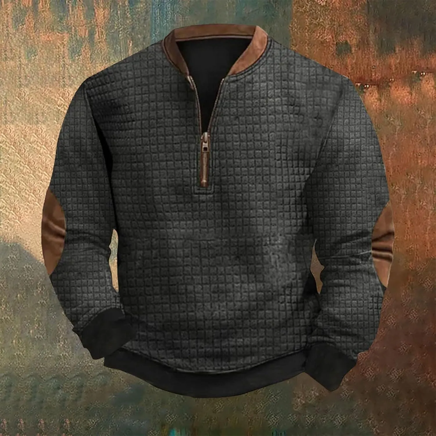 Mens Sweatshirt Lapel Collar Polo Shirt Long Sleeved Hoodie Men's Cable Knit Pullover 3D Sweater Polo Whitecloth