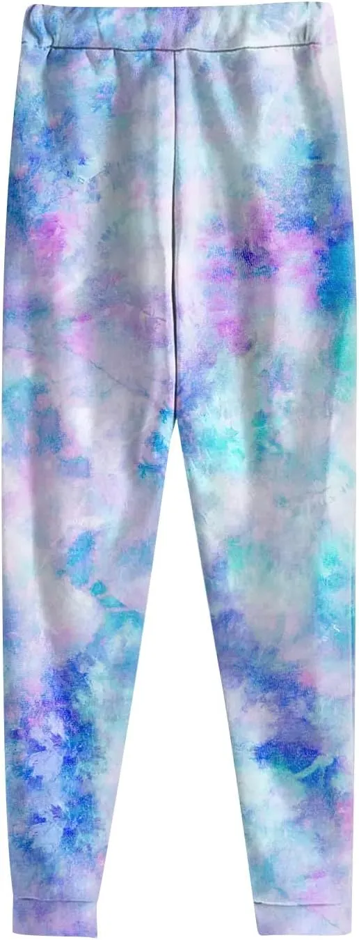 Mens Tie-Dye Sweatsuit 2 Piece Autumn Tracksuit Casual Solid Jogger Sport Hoodies and Sweatpant Set Loose Outfit