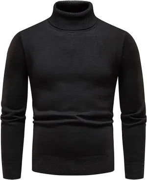Mens Turtleneck Sweaters,Casual Slim Fit Basic Knitwear Tops Knitted Thermal High Neck Pullover Sweater