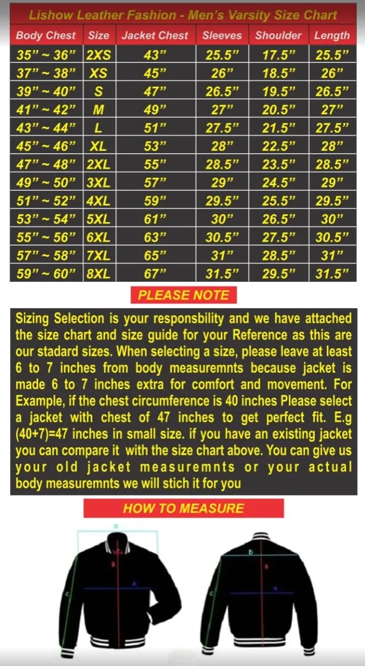 Men's Varsity Baseball Letterman Premium Wool Royal Blue & Genuine Yellow Gold Leather Sleeves jackets