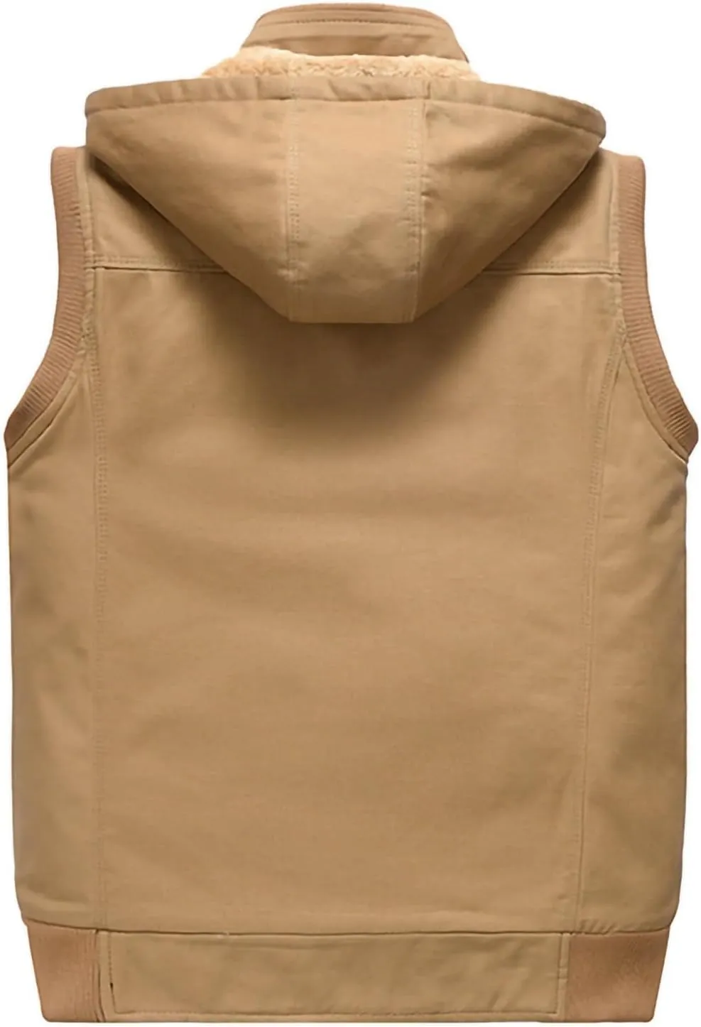 Mens Vests Outerwear Fashion Sleeveless Hooded Fleece Jackets Winter Sherpa Lined Thermal utility Vest with Pockets