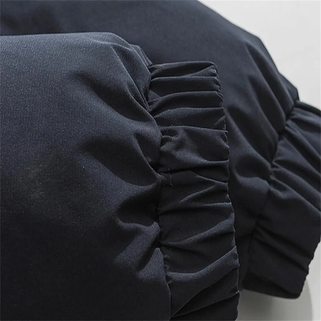 Mens Vintage Cotton Padded Jacket Multiple Pockets Cargo Hooded Coat Warm Down Jackets