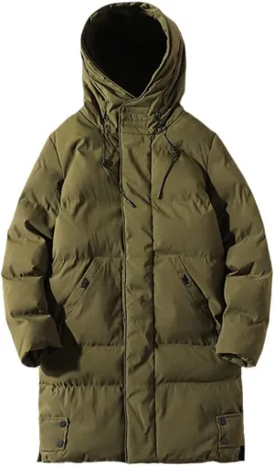 Men's Winter Long Coat Cotton Padded Jacket Husband Hood Parka Outerwear Thick Warm Windbreaker