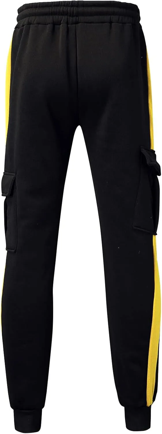 Mens Workout Cargo Sweatpants Drawstring Waist Side Pocket Straight Cargo Pants Joggers Men's Casual Athletic Cargo