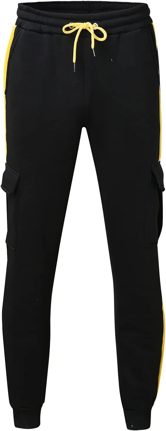 Mens Workout Cargo Sweatpants Drawstring Waist Side Pocket Straight Cargo Pants Joggers Men's Casual Athletic Cargo