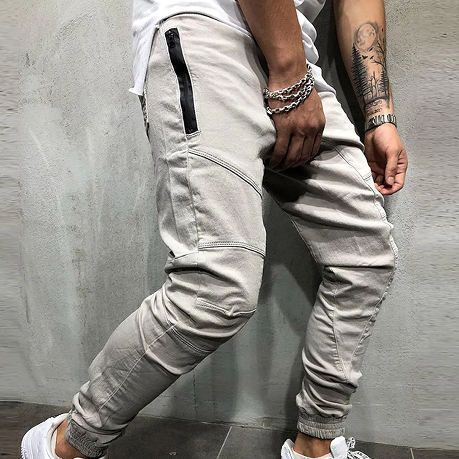 Mens Workout Cargo Sweatpants Elastic Waist Letter Graphic Street Cargo Pants Casual Joggers Pants Sweatpants Cargo