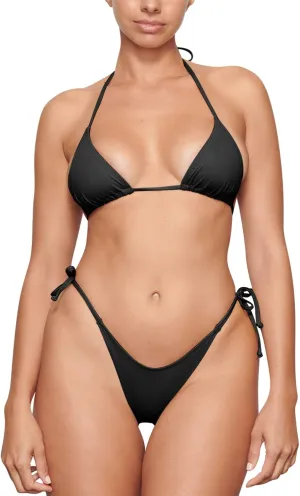 Metallic String Bikini for Women - Sexy Beach Glitter Swimsuits Bathing Suit Triangle Tops Side Tie Thong Bottom Set