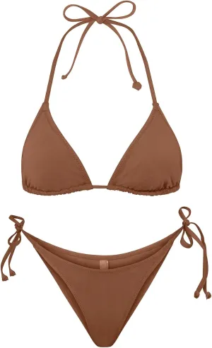 Metallic String Bikini for Women - Sexy Beach Glitter Swimsuits Bathing Suit Triangle Tops Side Tie Thong Bottom Set