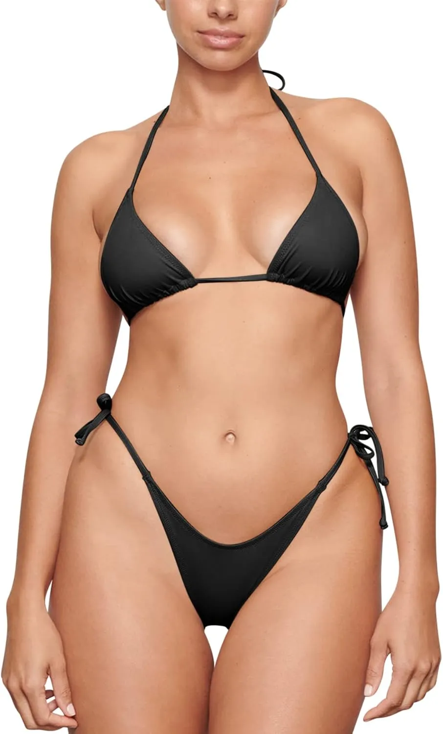 Metallic String Bikini for Women - Sexy Beach Glitter Swimsuits Bathing Suit Triangle Tops Side Tie Thong Bottom Set