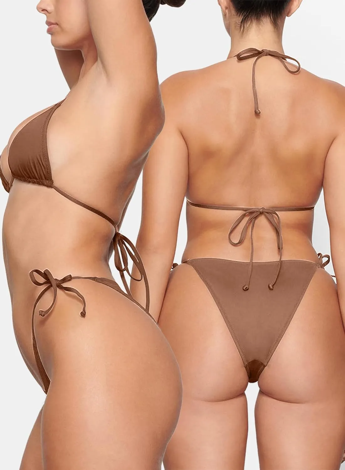 Metallic String Bikini for Women - Sexy Beach Glitter Swimsuits Bathing Suit Triangle Tops Side Tie Thong Bottom Set