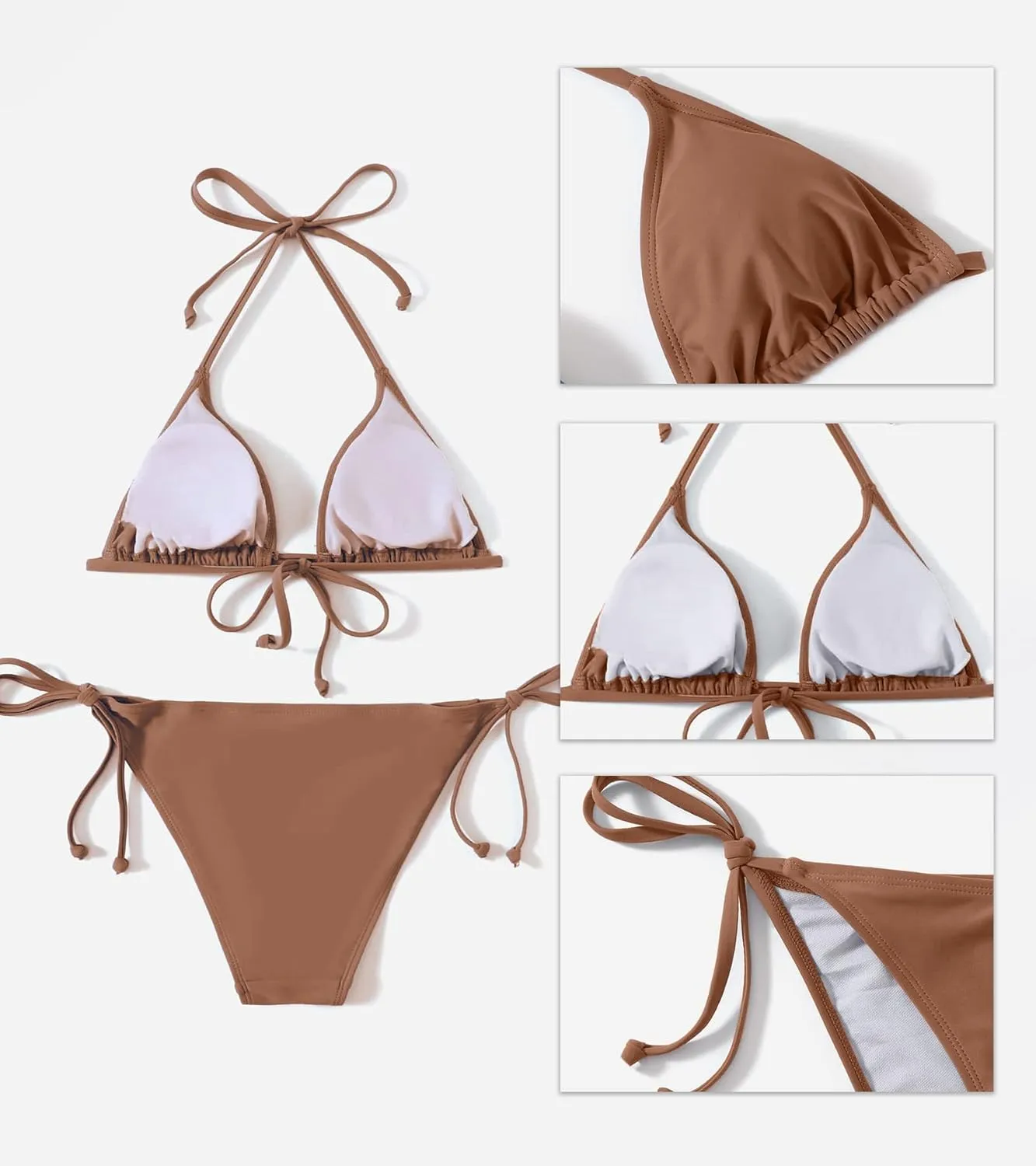 Metallic String Bikini for Women - Sexy Beach Glitter Swimsuits Bathing Suit Triangle Tops Side Tie Thong Bottom Set